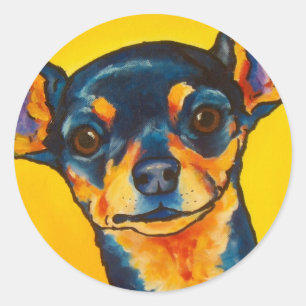 Sticker Rond Chiwawa noir et bronzage