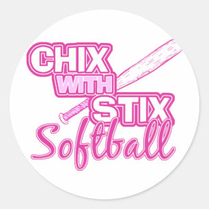 Sticker Rond Chix Avec Stix Softball