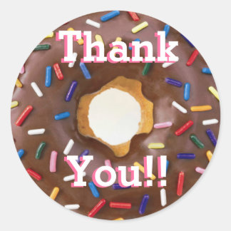 Sticker Rond Chocolat avec arrosage Donut Anniversaire Merci
