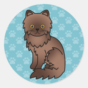 Sticker Rond Chocolat Avec Yeux Orange Chat Perse