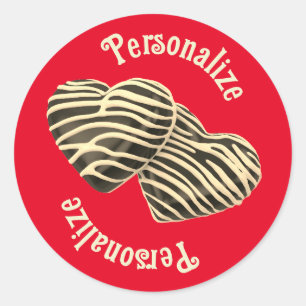 Sticker Rond Chocolat bonbon coeur rouge amour mignon