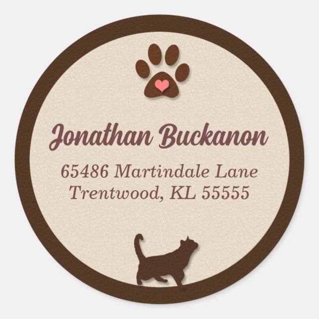 Sticker Rond Chocolat Brown et Chat Tan Thème (Devant)