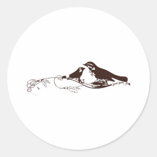 Sticker Rond Chocolat Brown Lovebirds-Wedding Enregistrer la da