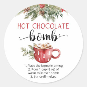 Sticker Rond Chocolat chaud bombe mignonne aquarelle