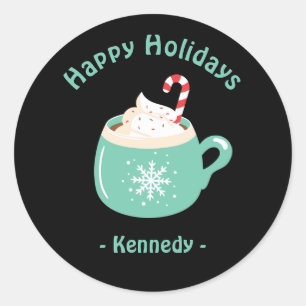 Sticker Rond Chocolat chaud de Noël