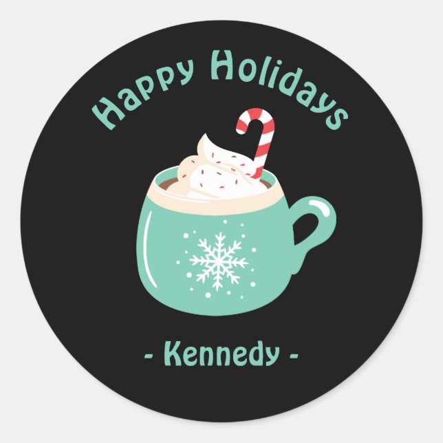 Sticker Rond Chocolat chaud de Noël (Devant)