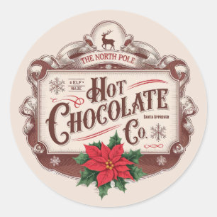 Sticker Rond Chocolat chaud de Noël festif