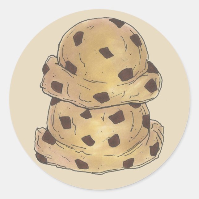 Sticker Rond Chocolat Chip Cookie Dough Bakery Chef pâtisserie (Devant)
