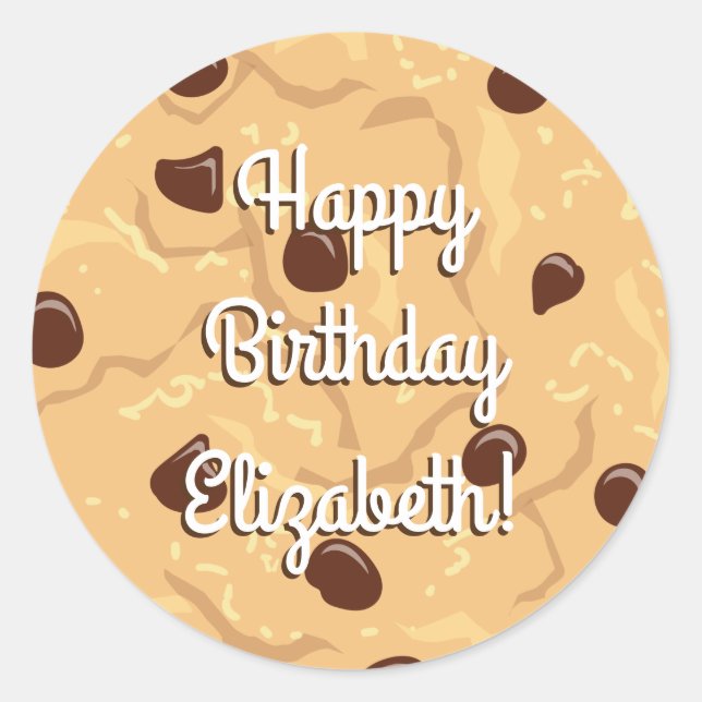 Sticker Rond Chocolat Chip Cookie Enfants 1er Anniversaire Fête (Devant)
