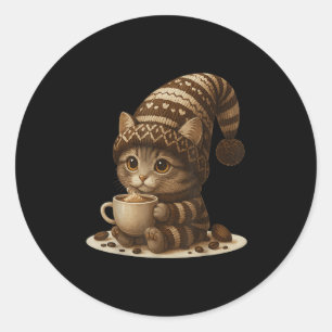 Sticker Rond Chocolat Chocolat Chaud Chocolat Cosy Hiver Café c