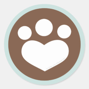 Sticker Rond Chocolat Coeur Empreinte de patte bleu