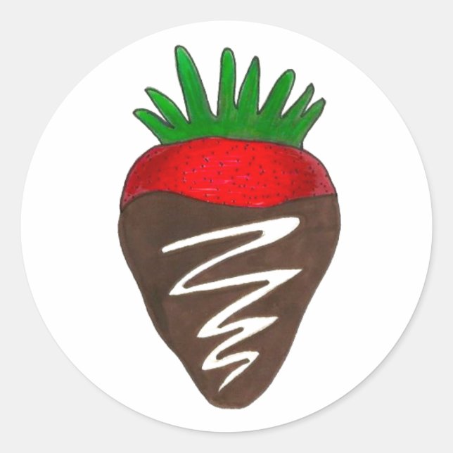 Sticker Rond Chocolat Couvert fraise Saint-Valentin Berry (Devant)