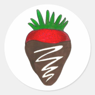 Sticker Rond Chocolat Couvert fraise Saint-Valentin Berry
