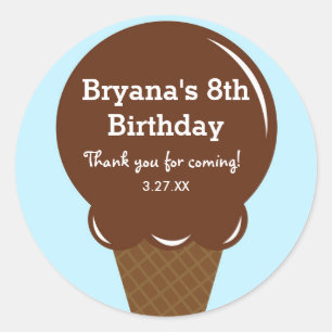 Sticker Rond Chocolat Crème de glace Anniversaire Fête Favorise