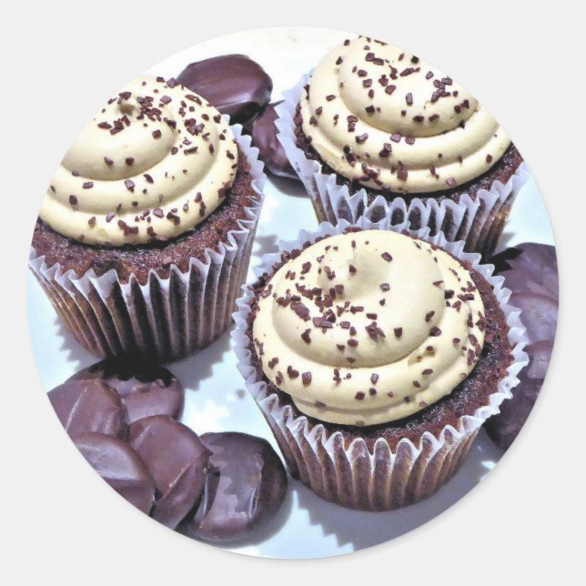Sticker Rond Chocolat Cupcakes White Icing (Devant)