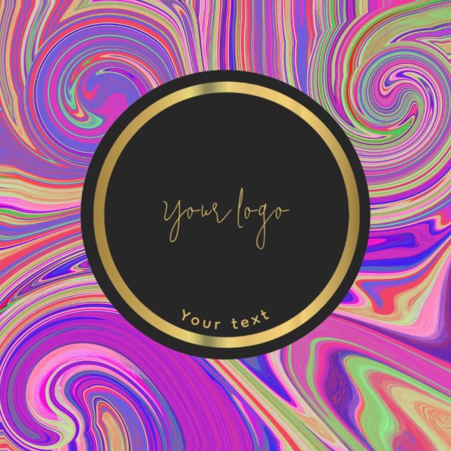 Sticker Rond Chocolat d'affaires de qualité noire et or (Créateur téléchargé)