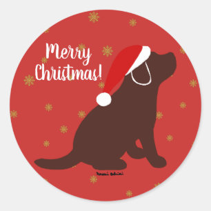 Sticker Rond Chocolat de Noël Labrador Chiot