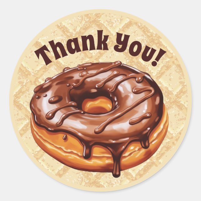 Sticker Rond Chocolat Donut Merci autocollant, chocolat (Devant)