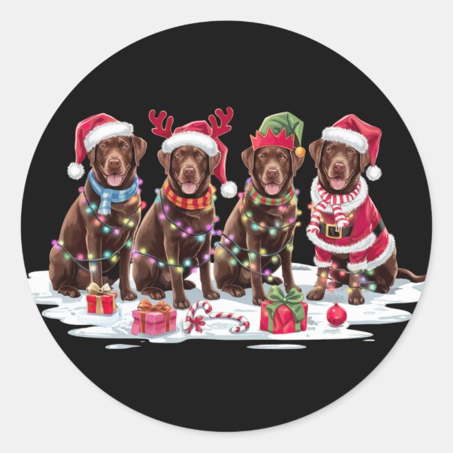 Sticker Rond Chocolat du Labrador Chocolat de Noël (Devant)