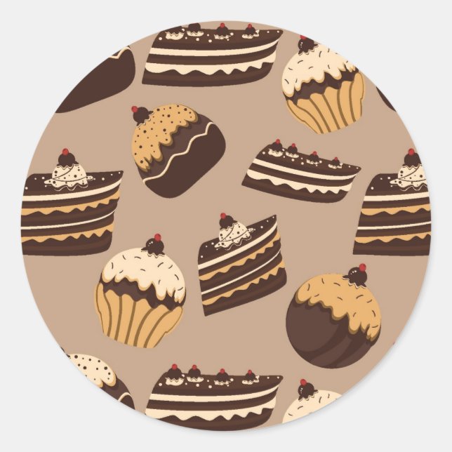 Sticker Rond Chocolat et pâtisseries motif 3 (Devant)