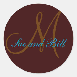 Sticker Rond Chocolat et prénoms Turquoises Phoque monographiqu