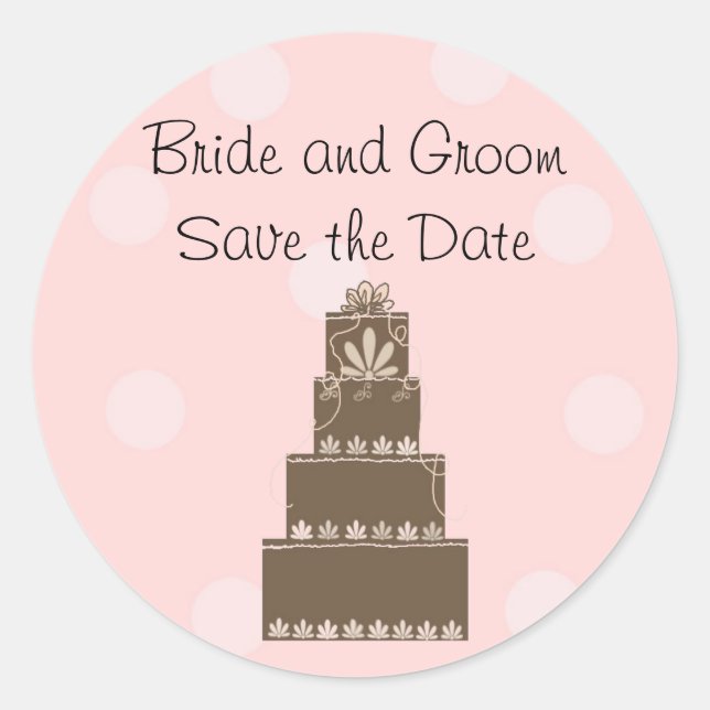 Sticker Rond Chocolat et Rose Save the Date (Devant)