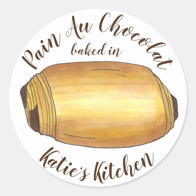 Sticker Rond Chocolat fait maison Croissant Douleur Au Chocolat (Devant)