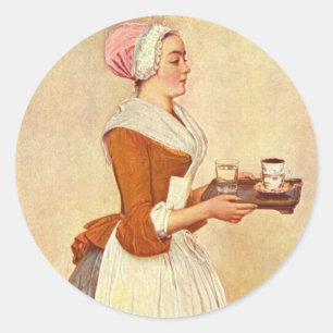 STICKER ROND CHOCOLAT FONDUE DÎNER FÊTE