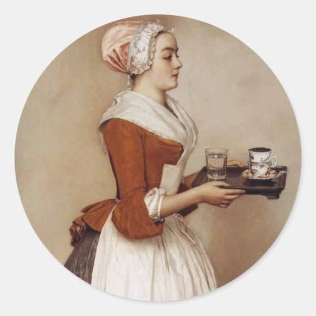 STICKER ROND CHOCOLAT FONDUE DÎNER FÊTE (Devant)