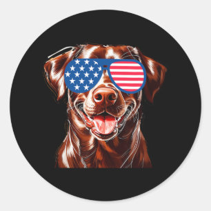 Sticker Rond Chocolat Lab Chien Drapeau Américain Patriotique 4