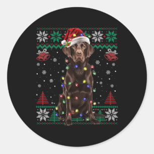Sticker Rond Chocolat Labrador Noël Père Noël laide Sweat Do