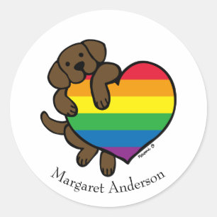 Sticker Rond Chocolat Labrador Rainbow Pride
