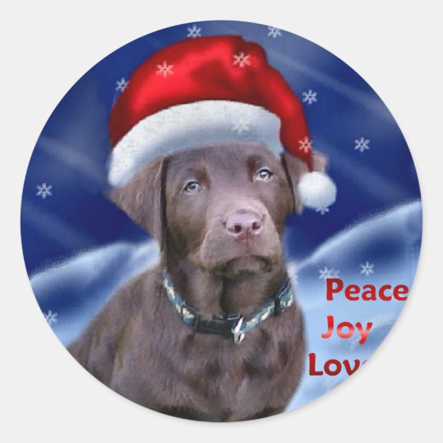 Sticker Rond Chocolat Labrador Retriever Cadeaux de Noël (Devant)