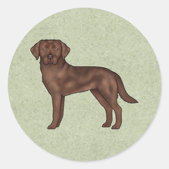 Sticker Rond Chocolat Labrador Retriever mignonne Lab Chien ver (Devant)
