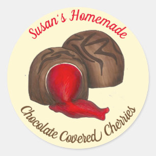 Sticker Rond Chocolat maison Couvert Cerisier Cordiaux Bonbons
