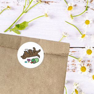 Sticker Rond Chocolat Mischievous Labrador Oeil latéral