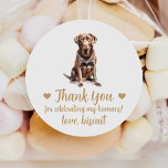 Sticker Rond Chocolat personnalisé Lab Chien Mariage Favoriser<br><div class="desc">Célébrez votre journée spéciale avec ces stickers de faveur de mariage de chien d'aquarelle personnalisée. Beaucoup de races disponibles dans mon magasin et dans la collection ci-dessous. Customisez avec le nom de votre animal de compagnie.</div>