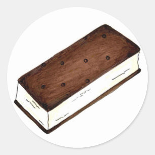 Sticker Rond Chocolat Vanilla Crème de glace Sandwich Dessert a