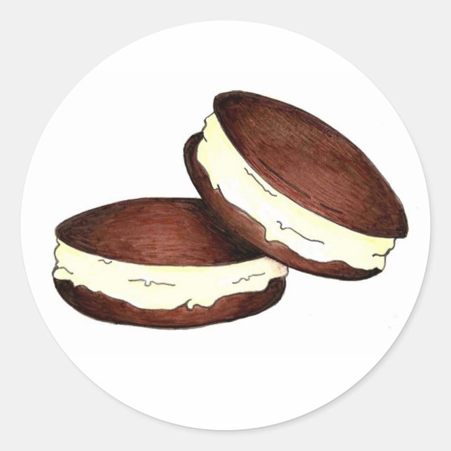 Sticker Rond Chocolat Whoopie Pie PA Hollandais Dessert Foodie (Devant)