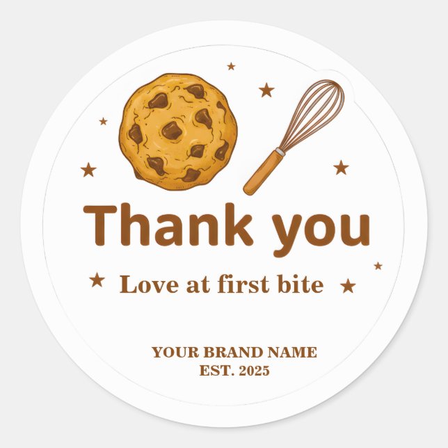 Sticker Rond Chocolate Chip Cookie and Whisk Bakery Thank You (Devant)