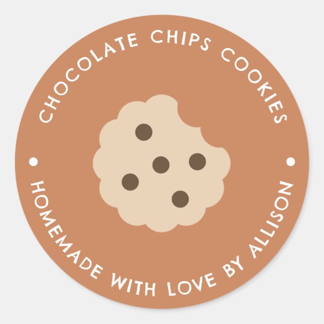 Sticker Rond Chocolate Chips Cookies Homemade Goods  (Devant)
