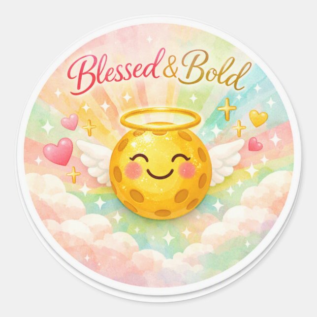 Sticker Rond « Choisie & Courageuse – Foi pastel de pickleball  (Devant)