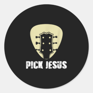 Sticker Rond Choisir Jésus Musicien Religieux Idée Cadeau Guita