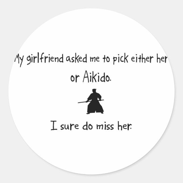 Sticker Rond Choisir une amie ou un Aikido (Devant)