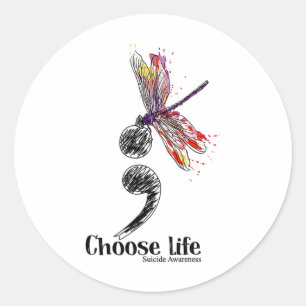 Sticker Rond Choisir une libellule colorée de sensibilisation a