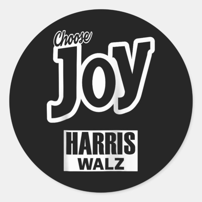 Sticker Rond Choisissez Joy Kamala Harris Tim Walz Slogan 2024  (Devant)