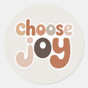 Sticker Rond Choisissez la joie Typographie minimaliste Boho To