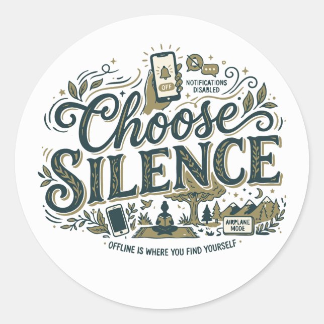 Sticker Rond Choisissez le Silence (Devant)