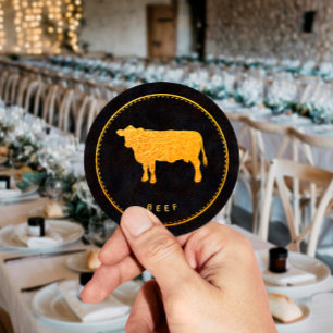 Sticker Rond Choix de Nourriture de Mariage de Boeuf Chic Noir 