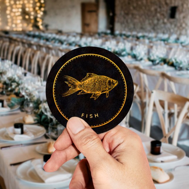 Sticker Rond Choix de Nourriture de Mariage de Poisson Chic Noi (Créateur téléchargé)